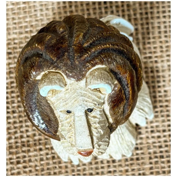 Vintage Artesania Rinconada Hand Carved Clay Lion Figurine Signed A Torreon - Picture 6 of 8